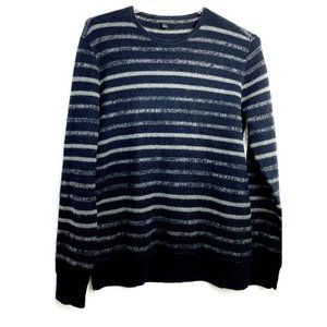 John Varvatos Men's Sweater Striped  Intarsia Wool/Mohair Blend Gray Tones L